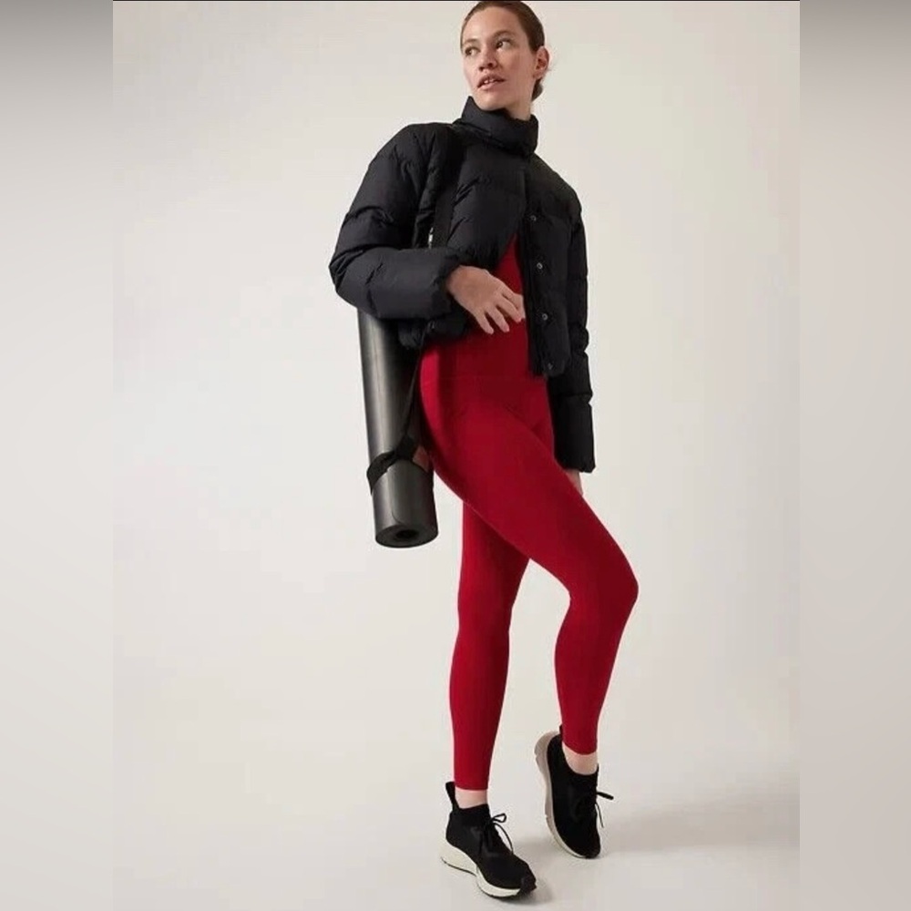 Athleta Salutation Stash High Rise Tight // Clover Berry Red